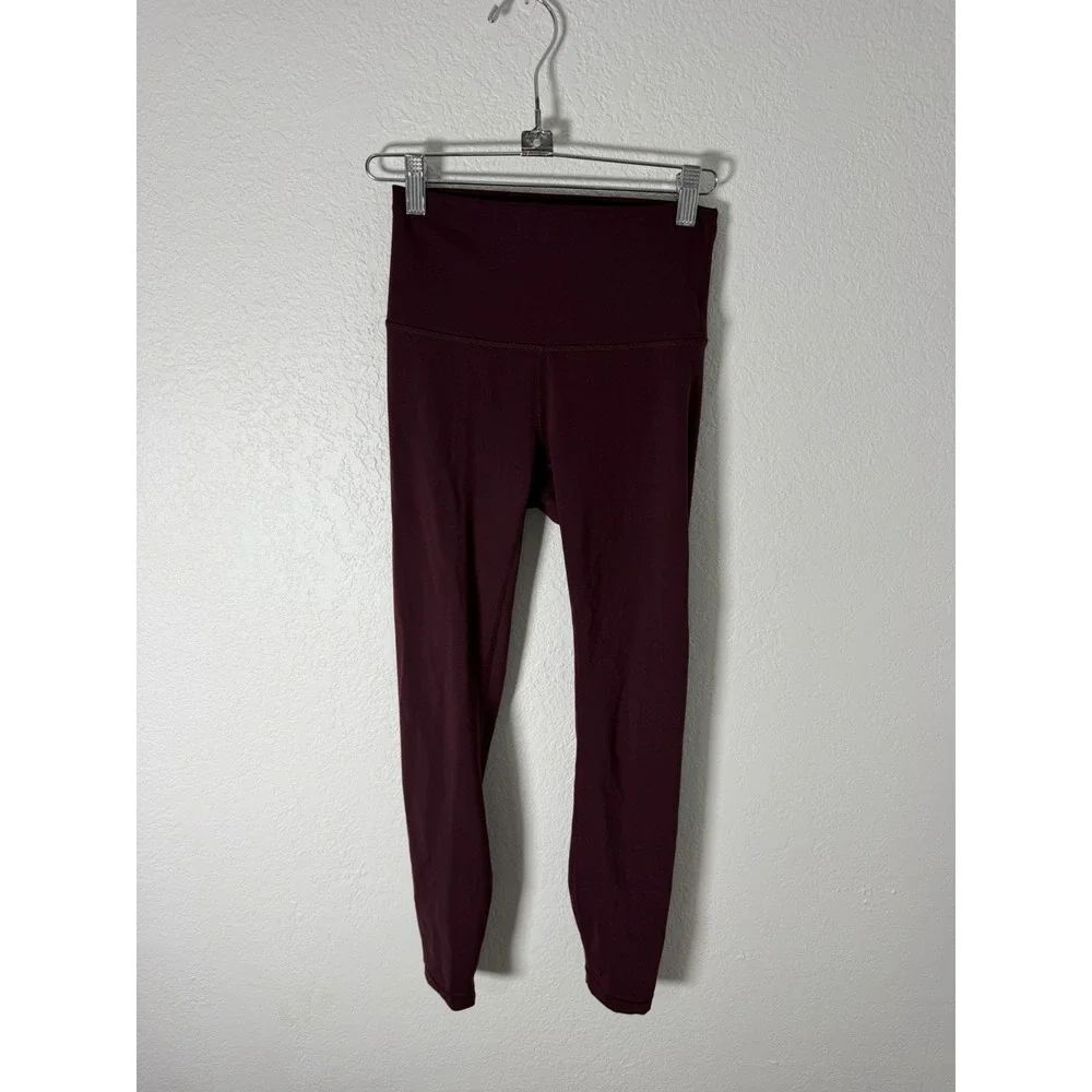 Lululemon High Rise Leggings Burgundy Full Length Yoga Pants Women's Size 4